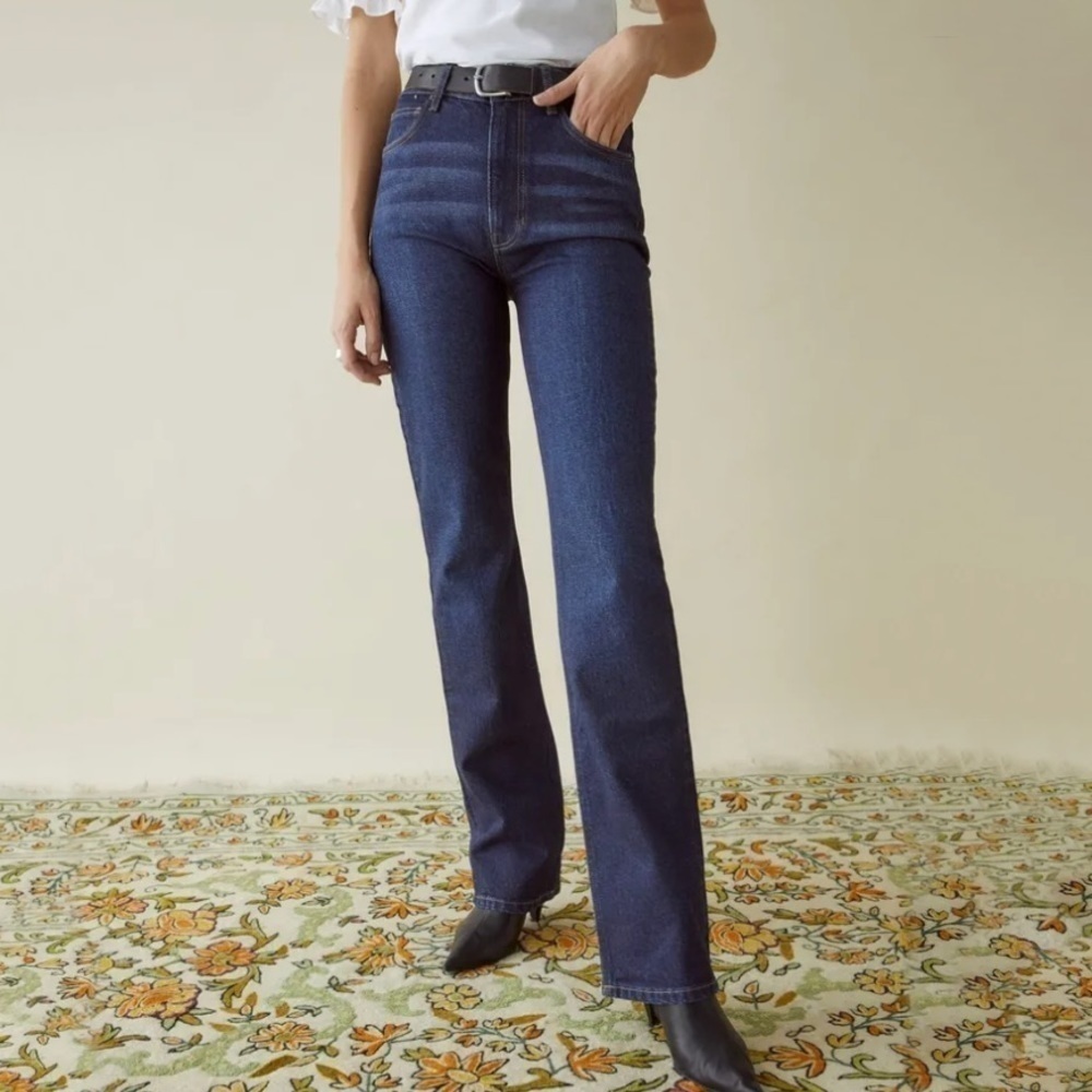 NWT Reformation Peyton High Rise Bootcut Jeans in Aegean